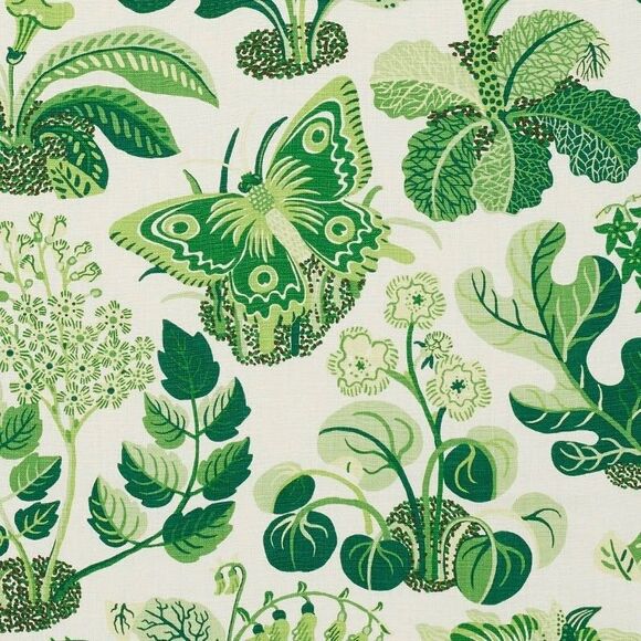 Schumacher Fabric 'EXOTIC BUTTERFLY' Leaf 3.5 YARDS - Picture 1 of 9